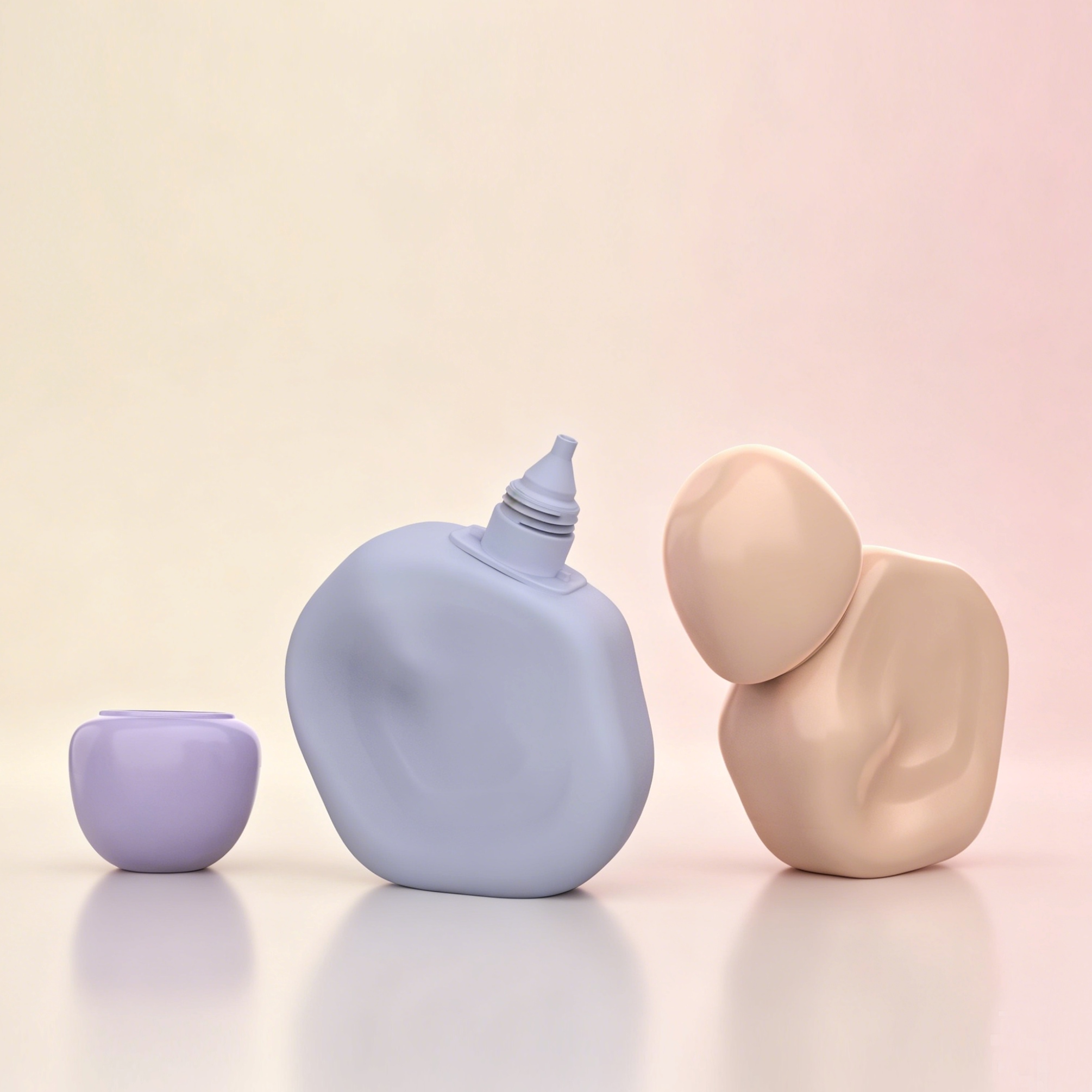 Soft curved pebble travel sunscreen squeeze bottle, pastel portable cosmetic squeeze tube